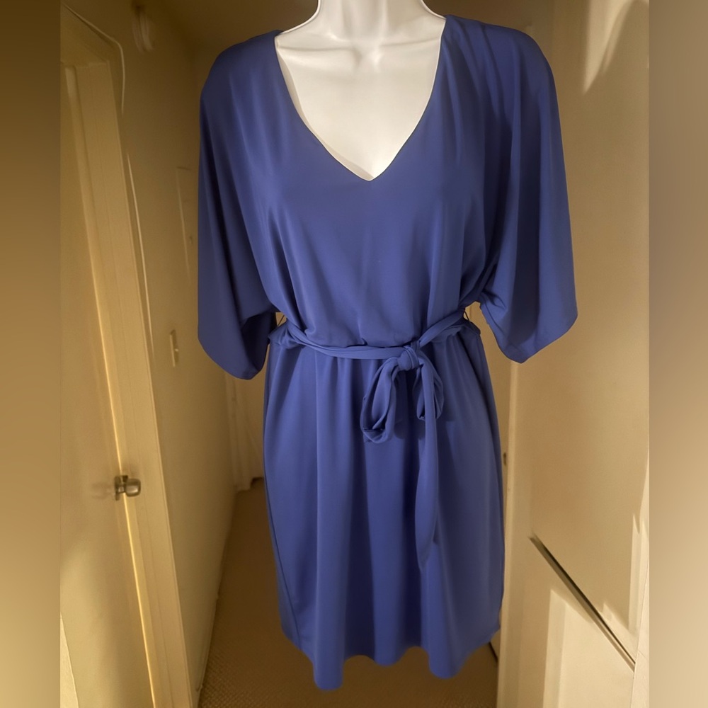 Trina Turk Blue Cold-Shoulder Belted Dress - Size 8